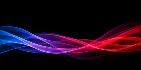Fototapeta premium Neon Spectrum Wave Flow: Futuristic red and blue light ribbons with vibrant glowing energy motion