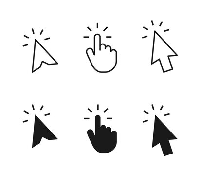 Cursor icons set. Pressing the arrow. Stylish simple cursors icons. vector illustration