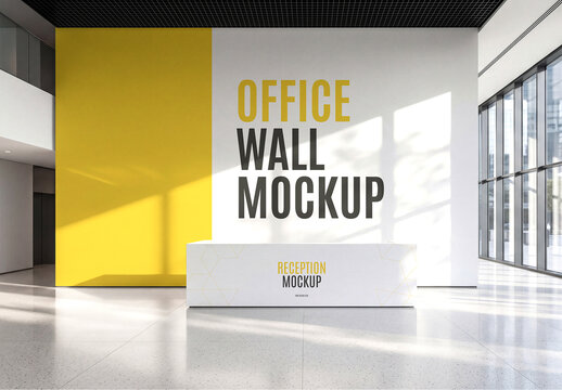 Modern Office Reception Wall Mockup &ndash; PSD for Corporate Branding