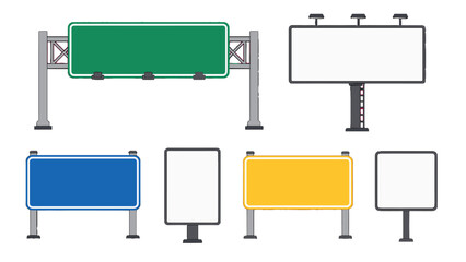Set of blank roadside billboards and highway signs illustration © Mark