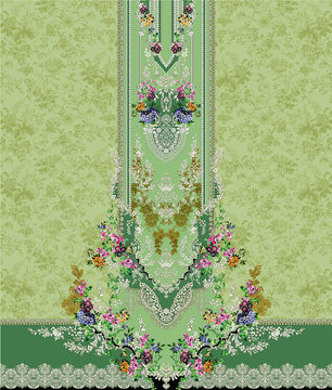 Digital kurti design Front and Sleeve, Beautiful Textile Digital Print Design