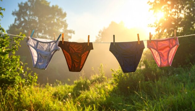 Laundry drying in morning sun