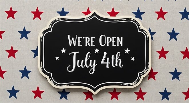 American 4th july open business sign festive patriotic holiday promotion for retail commerce
