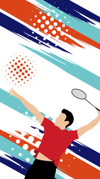 Abstract Badminton Player Smash Vector Illustration. Badminton sport vector background template