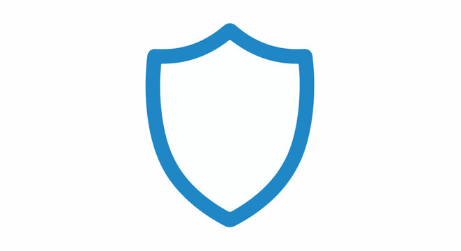 A simple blue shield outline on a white background