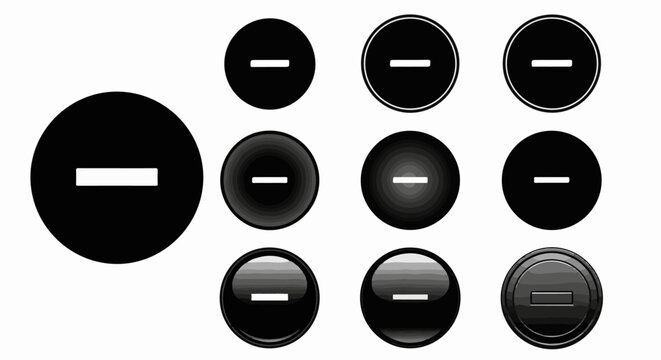 A collection of eleven circular buttons, each featuring a white horizontal minus sign