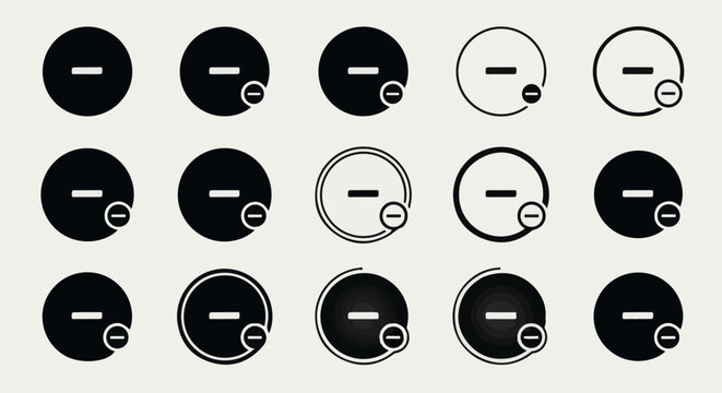 A collection of minimalist icons depicting removal or subtraction symbols