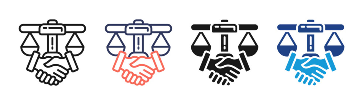 Legal Agreement icon set multiple style collection