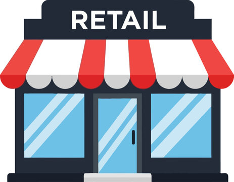 Retail storefront with striped awning.