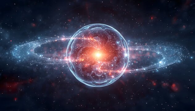 Abstract Digital Consciousness Emerging from Luminous Code Particles, AI Machine Learning and Future Intelligence Concept