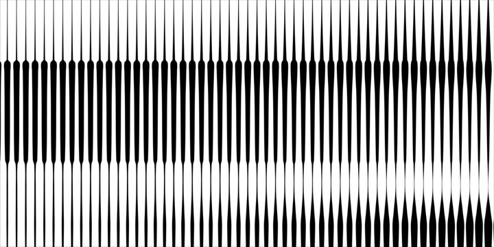 Line Halftone Gradient Effect Pattern. Vertical Straight Lines Background. Black and White Abstract Texture with Parallel Stripes Thick to Thin. Vector Illustration.