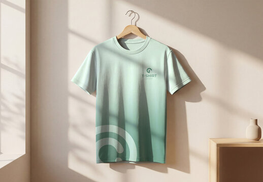 Hanging T-Shirt Mockup on Wall