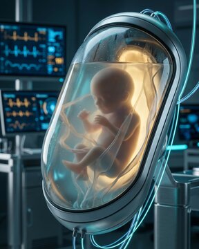 Artificial Womb Ectogenesis Bioengineered Human Fetus Lab Incubator.
