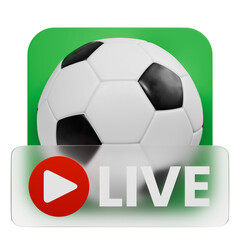 Obraz premium 3D Live Football Streaming Icon with Frosted Glass