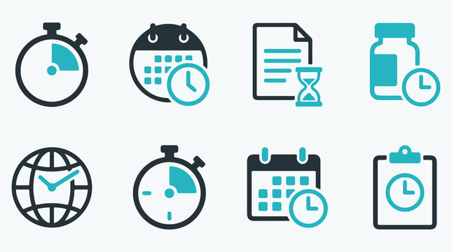 Time Management and Productivity Icon Set