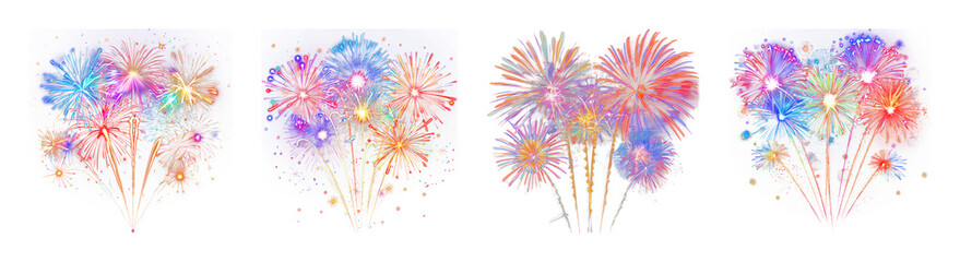Obraz premium PNG Vibrant fireworks display celebration on transparent background
