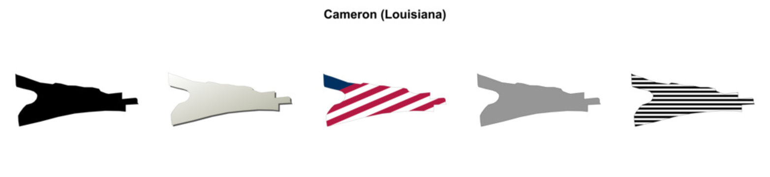 Cameron (Louisiana) blank outline map set