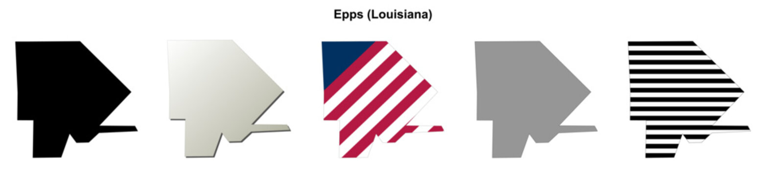 Epps (Louisiana) blank outline map set