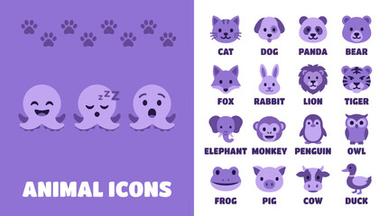 Obraz premium Cute Animal Icons Set