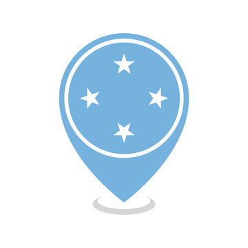 Location pin of Federated States of Micronesia flag map marker on white background vector illustration icon for mobile apps ui and web design eps10.
