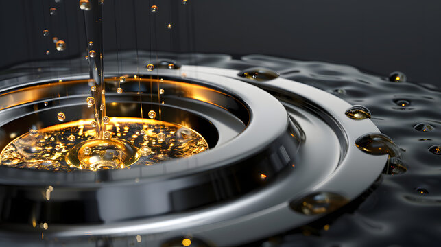 Polished iridium separator extracting glowing gold data particles