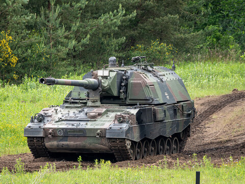 German Panzerhaubitze 2000 Self-Propelled Howitzer in Action