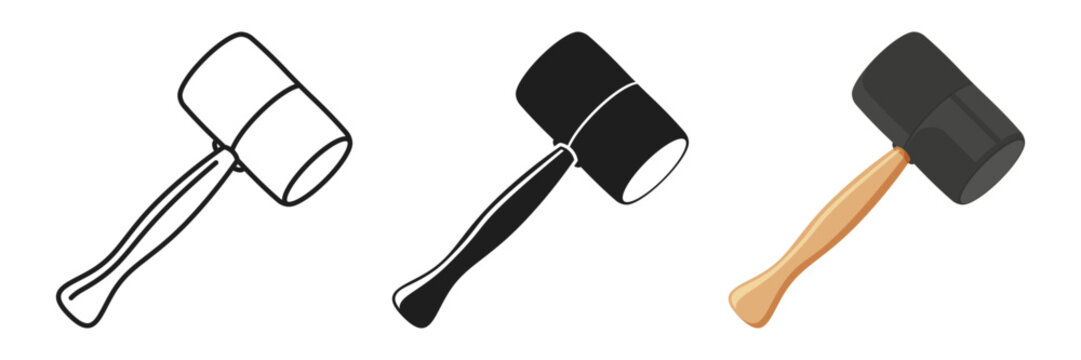Hammer icon set collection in flat style. Mallet vector illustration on isolated background. Work tool sign business concept.