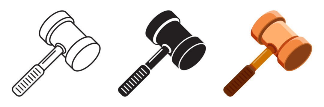 Hammer icon set collection in flat style. Mallet vector illustration on isolated background. Work tool sign business concept.