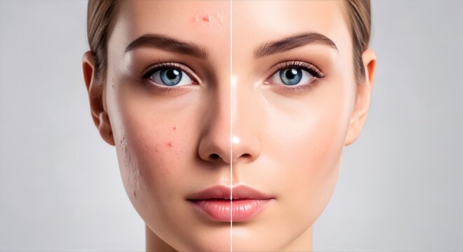 Transformative Skin Treatment Before and After Comparison of Acne and Clear Complexion