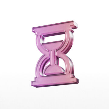 Hourglass Shape Three dimensional Render With Gradient Pink Finish