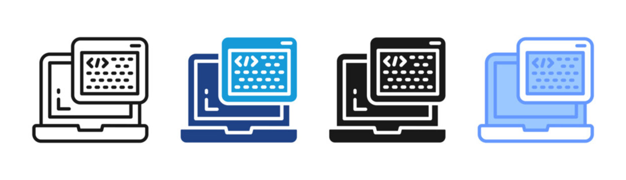 Code Editor icon set multiple style collection