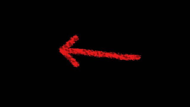 Animated Thick Red Marker Arrow Pointing Left Hand Drawn Transparent Background