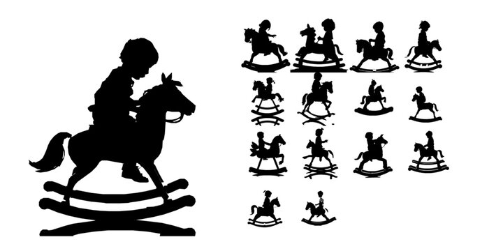 Child on Rocking Horse Silhouette