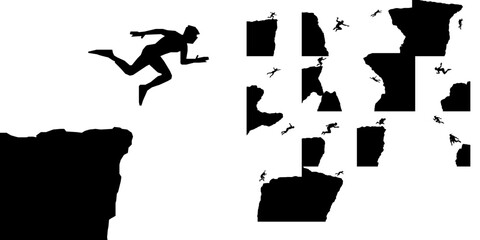 Diver Jumping from a Cliff Silhouette © 99___Designer