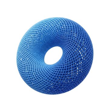 3D torus geometric shape with mesh grid texture isolated on white background