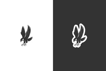Silhouette of a soaring bird in flight against contrasting backgrounds, symbolizing freedom and nature © DzgnVibe