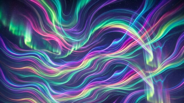 Abstract Colorful Fractal Waves with Glowing Rainbow Lines Background