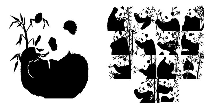 Panda Eating Bamboo Silhouette