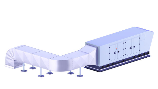 AHU - Air Handling. 3D rendering isolated on white background. Ideal for professionals, educational, engineering, industrial design