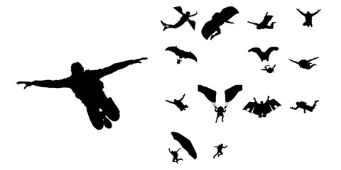 Skydiver in Wingsuit Silhouette © 99___Designer