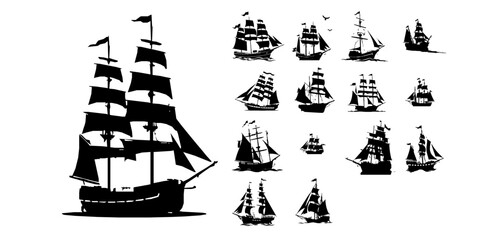 Vintage Sailing Vessel Silhouette © 99___Designer