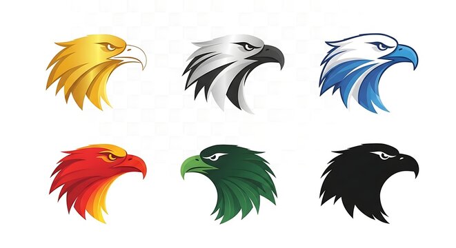 Colorful parrot illustrations set on white background.