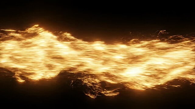 Horizontal stream of glowing golden fire sparks.