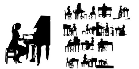Woman Sitting at a Piano Silhouette © 99___Designer