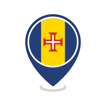 Location pin of Madeira flag map marker on white background vector illustration icon for mobile apps ui and web design eps10.