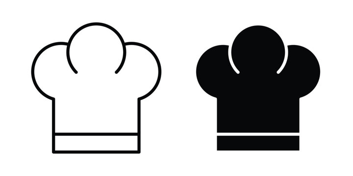Chef hat icon Silhouette and outline vectors
