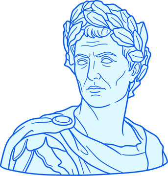 Illustration of a Julius Caesar Bust Hand Drawn
