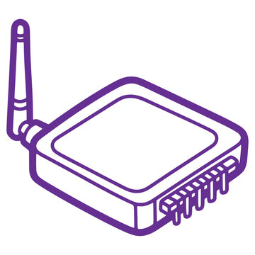 Wireless router device with antenna and ethernet ports illustration isolated on transparent background