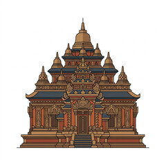 Obraz premium Intricate Balinese Temple Architecture Detailed Illustration.