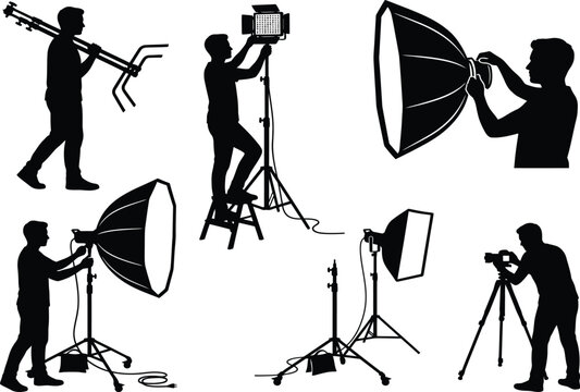 Studio Lighting Equipment Setup for Video Production Silhouette Collection